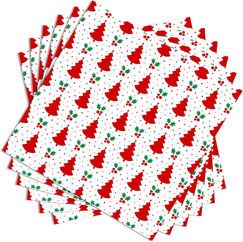 Ocmoiy 100 Sheets Christmas Wax Paper 10" x 10" Sandwich Wrapping Paper, Colored Decorative Deli Parchment Food Basket Liners for Wrapping Holiday Treats, Candy, Cookies (Xmas Tree & Holly Leave) - Image 1